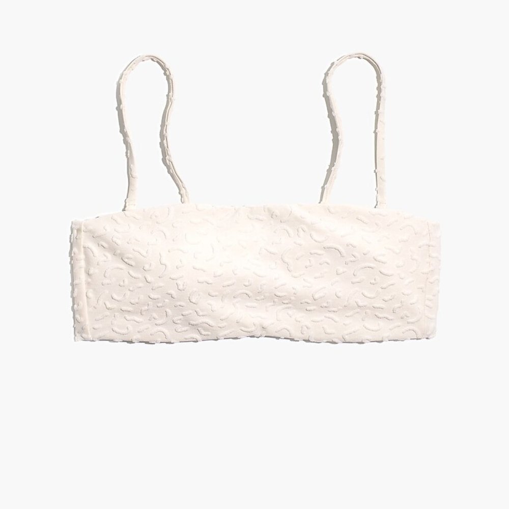 Madewell Spaghetti-Strap Bandeau Bikini Top in Bold Squiggles Jacquard - Size M
